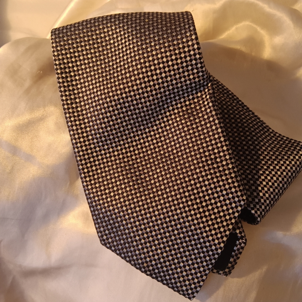 Charvet Black and White Checkered Tie